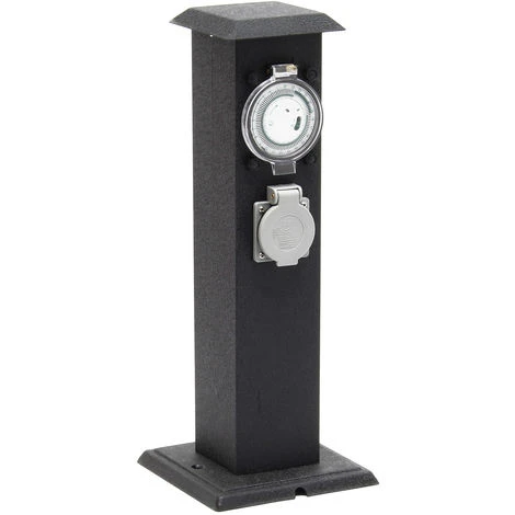 Colonna Multipresa Da Giardino Con 2 Prese In Metallo Timer Palo Presa Multipla Esterno 3 Colonna Multipresa Da Giardino Con 2 Prese In Metallo Timer Palo Presa Multipla Esterno - immagine 3