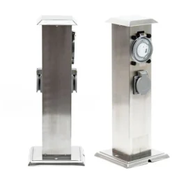 Colonna Multipresa Da Giardino Con 2 Prese In Acciaio Timer Palo Presa Multipla Esterno