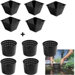 Multipack Da 10 Cesti Per Piante Acquatiche Pezzi 5 Rotondi E Pezzi 5 Quadrati Laghetto Magic