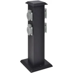 Presa Elettrica Da Giardino Con Pilastro Nero VidaXL