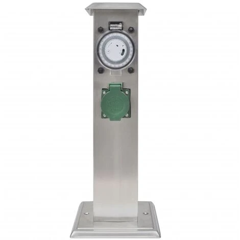 Presa Elettrica Da Giardino A Pilastro Acciaio Inox Con Timer VidaXL 2 Presa Elettrica Da Giardino A Pilastro Acciaio Inox Con Timer VidaXL - immagine 2
