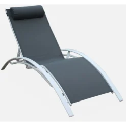 Coppia Di Lettini Prendisole, In Alluminio - Louisa, Colore: Grigio/Bianco - Sdraio In Alluminio E Textilene -OUTSUN Giardino Negozio 12168756 3