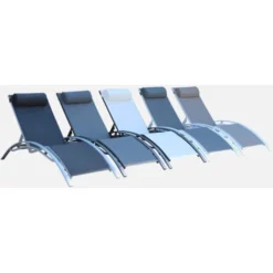 Coppia Di Lettini Prendisole, In Alluminio - Louisa, Colore: Grigio/Bianco - Sdraio In Alluminio E Textilene -OUTSUN Giardino Negozio 12168756 4