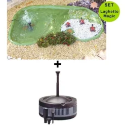 Set Laghetto Per Tartarughe E Giardino Ninja Da 210 Lt + Pompa Con Filtro Ecopond 2.0 Laghetto Magic