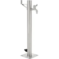 Fontanella A Colonna In Acciaio Inossidabile Rotonda 65 Cm VidaXL