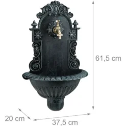 Relaxdays Fontana Da Parete, Giardino, Terrazza, Sospesa, Stile Antico, Rubinetto, Vaschetta, HLP 62 X 38 X 20 Cm, Verde -OUTSUN Giardino Negozio 12288274 4