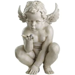 Design Toscano EU4360 Statua Cherubino I Misteri Della Vita, Off Bianco, 29x23x38 Cm