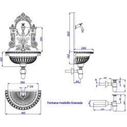 Fontana A Muro Mod.Granada Grigio Ghisa Per Casa Giardino+ Rubinetto Cod.303B In Ottone Brunito E Sifone 7 Fontana A Muro Mod.Granada Grigio Ghisa Per Casa Giardino+ Rubinetto Cod.303B In Ottone Brunito E Sifone -OUTSUN Giardino Negozio 12886337 4