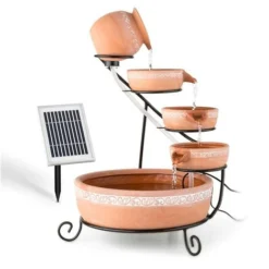Blumfeldt Empoli Fontana A Cascata Terracotta 5 Livelli 200 L/h Solare 2W LED