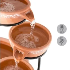 Blumfeldt Empoli Fontana A Cascata Terracotta 5 Livelli 200 L/h Solare 2W LED -OUTSUN Giardino Negozio 13295475 3