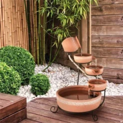 Blumfeldt Empoli Fontana A Cascata Terracotta 5 Livelli 200 L/h Solare 2W LED -OUTSUN Giardino Negozio 13295475 5