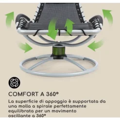 Blumfeldt The Chiller Sedia A Dondolo 77x85x173 Cm 360 ComfortMesh Nera -OUTSUN Giardino Negozio 13296052 3