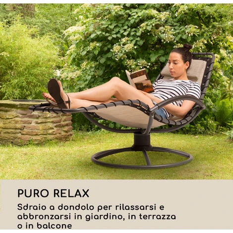 Blumfeldt The Chiller Sedia A Dondolo 77x85x173 Cm 360 ComfortMesh Beige 2 Blumfeldt The Chiller Sedia A Dondolo 77x85x173 Cm 360 ComfortMesh Beige - immagine 2