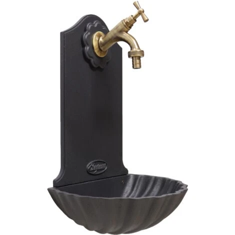 Fontana A Muro Mod.Maiorca Colore Ghisa Casa Giardino Con Rubinetto Cod.303B In Ottone Brunito 1 Fontana A Muro Mod.Maiorca Colore Ghisa Casa Giardino Con Rubinetto Cod.303B In Ottone Brunito