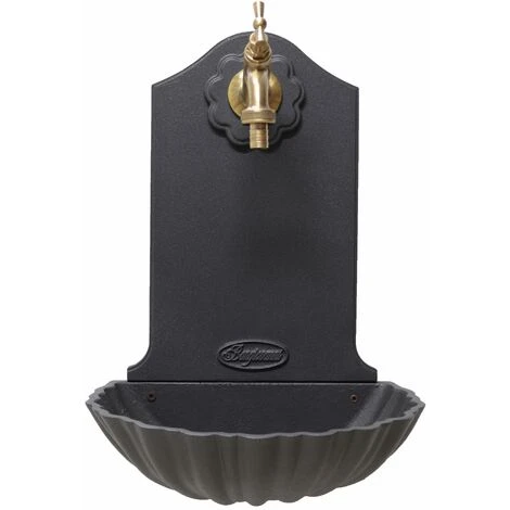 Fontana A Muro Mod.Maiorca Colore Ghisa Casa Giardino Con Rubinetto Cod.303B In Ottone Brunito 2 Fontana A Muro Mod.Maiorca Colore Ghisa Casa Giardino Con Rubinetto Cod.303B In Ottone Brunito - immagine 2