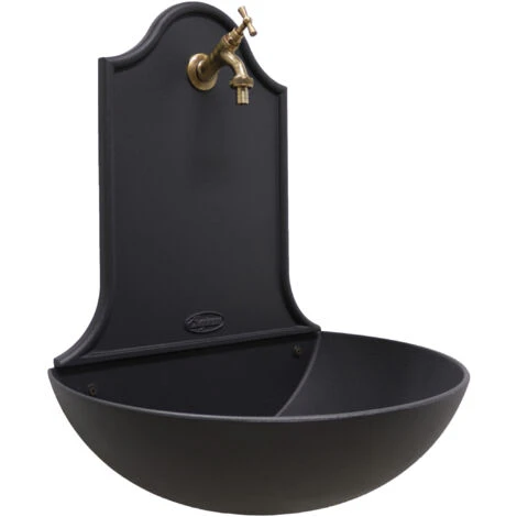 Fontana A Muro Mod.Marbella Colore Ghisa Per Casa Giardino Con Rubinetto Cod.303B In Ottone Brunito 1 Fontana A Muro Mod.Marbella Colore Ghisa Per Casa Giardino Con Rubinetto Cod.303B In Ottone Brunito