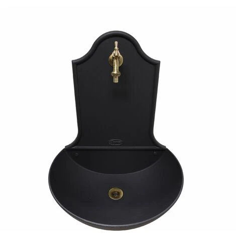 Fontana Muro Mod.Marbella Color Ghisa Per Casa Giardino Con Rubinetto Cod.303B In Ottone Brunito E Sifone 2 Fontana Muro Mod.Marbella Color Ghisa Per Casa Giardino Con Rubinetto Cod.303B In Ottone Brunito E Sifone - immagine 2