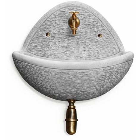 Fontana A Bacinella Da Parete Verra Anticata In Cemento Colore Grigio - 54x25x56 Cm 1 Fontana A Bacinella Da Parete Verra Anticata In Cemento Colore Grigio - 54x25x56 Cm