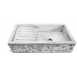 Lavandino Da Giardino Gaeta 80 In Cemento Anticato Colore Grigio - 80x40x20 Cm