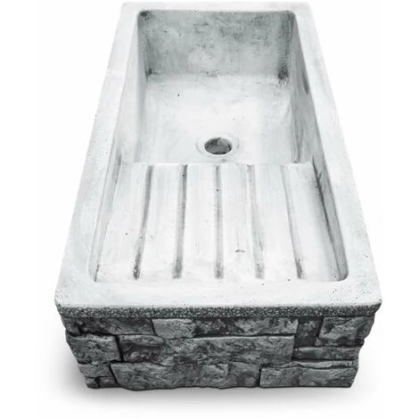 Lavandino Da Giardino Gaeta 80 In Cemento Anticato Colore Grigio - 80x40x20 Cm 3 Lavandino Da Giardino Gaeta 80 In Cemento Anticato Colore Grigio - 80x40x20 Cm - immagine 3