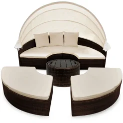 Casaria Isola Prendisole In Polyrattan Ø185 Cm Con Tavolino WPC – Libera Scelta Colore Marrone -OUTSUN Giardino Negozio 19547694 5