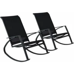 Sedie A Dondolo Da Giardino 2 Pz In Textilene Nero VidaXL