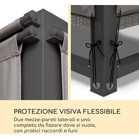 Blumfeldt Havanna Gazebo E Set Lounge 270x230x270cm 4 Divanetti Due Posti Grigio 4 Blumfeldt Havanna Gazebo E Set Lounge 270x230x270cm 4 Divanetti Due Posti Grigio - immagine 4