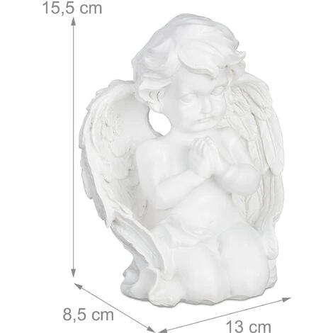 Relaxdays Statua Angelo Custode, Inginocchiato & In Preghiera, Resistente Alle Intemperie & Gelo, Decorazione, Bianco 4 Relaxdays Statua Angelo Custode, Inginocchiato & In Preghiera, Resistente Alle Intemperie & Gelo, Decorazione, Bianco - immagine 4