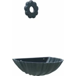 Fontana A Muro Mod.Conchiglia Grigio Ghisa Con Rosone Fiore Per Casa Giardino