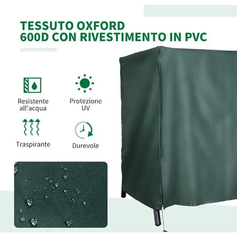 Outsunny Telo Di Copertura Per Dondolo In Tessuto Oxford Impermeabile 205x124x164cm 4 Outsunny Telo Di Copertura Per Dondolo In Tessuto Oxford Impermeabile 205x124x164cm - immagine 4