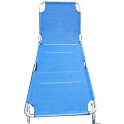 LETTINO PRENDISOLE PIEGHEVOLE IN METALLO TELO BLU MARE