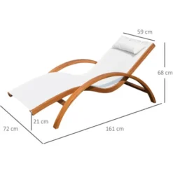 Outsunny Lettino Sdraio Relax Prendisole In Legno 165x72x70cm -OUTSUN Giardino Negozio 29807968 3