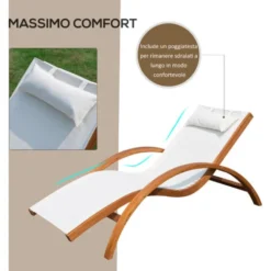 Outsunny Lettino Sdraio Relax Prendisole In Legno 165x72x70cm -OUTSUN Giardino Negozio 29807968 4