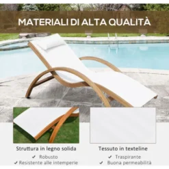 Outsunny Lettino Sdraio Relax Prendisole In Legno 165x72x70cm -OUTSUN Giardino Negozio 29807968 5
