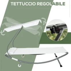 OUTSUNNY Lettino Matrimoniale 2 Posti Prendisole Parasole Regolabile Esterno E Giardino 2×1.73× 1.55m Crema -OUTSUN Giardino Negozio 29808787 4