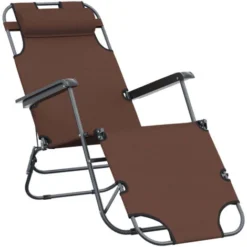 Outsunny Lettino Sdraio Pieghevole Da Giardino Piscina Con Braccioli Marrone