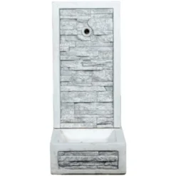 Fontana Da Giardino A Muro Adige Anticato Colore Grigio, 40x40x92 Cm - Kam