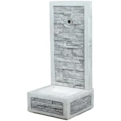 Fontana Da Giardino A Muro Adige Anticato Colore Grigio, 40x40x92 Cm - Kam -OUTSUN Giardino Negozio 30211266 3