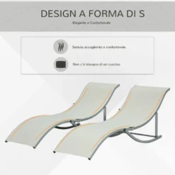 Outsunny Set 2 Sdraio Da Giardino Pieghevoli, Lettino Prendisole In Alluminio E Textilene, Beige, 61x165x63cm -OUTSUN Giardino Negozio 30531208 5