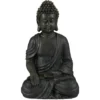 Relaxdays Statua Buddha Seduto 18 Cm, Per Soggiorno E Bagno, Resistente All’Umidità, In Pietra Artificiale, Grigio Scuro