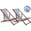 Set Di 2 Sedie Sdraio Per Giardino In Legno Scuro Bianco E Blu Anzio