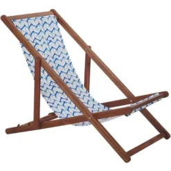 Set Di 2 Sedie Sdraio Per Giardino In Legno Scuro Bianco E Blu Anzio 8 Set Di 2 Sedie Sdraio Per Giardino In Legno Scuro Bianco E Blu Anzio -OUTSUN Giardino Negozio 32380378 4