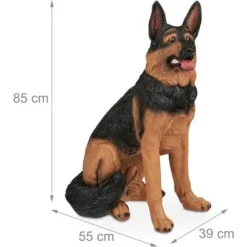 Relaxdays Statua Da Giardino, Cane Pastore Tedesco, Scultura Grande Da Esterno, HBT: 85x39x55 Cm, Poliresina, Marrone -OUTSUN Giardino Negozio 32712844 4