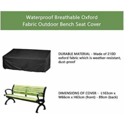 Copertura Protettiva Per Panca Da Giardino A 3 Posti, Copertura Per Panca Impermeabile Per Esterni 210D Copertura Di Protezione Anti-UV In Tessuto Oxford Per Panca Poltrone Copertura Panca (164x66x63 -OUTSUN Giardino Negozio 32951165 5