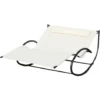 Outsunny Lettino Prendisole 2 Posti, Sdraio Da Giardino A Dondolo In Metallo E Textilene Bianco Crema