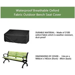 Funda Protectora Para Banco De Jardín, Impermeable, De 2 Plazas, Para Banco, 210D, Tela Oxford, Transpirable, Para Muebles De Jardín, Para Banco, 134x66x63 / 89cm -OUTSUN Giardino Negozio 33218692 5