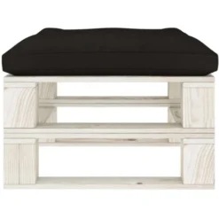 Ottomana Da Giardino Pallet Con Cuscino Nero In Legno VidaXL -OUTSUN Giardino Negozio 35633876 4