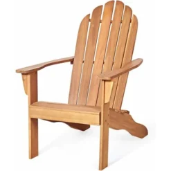 Adirondack Chair Sedia A Sdraio Da Spiaggia Poltrona Giardino, Lettino Prendisole (Naturale)