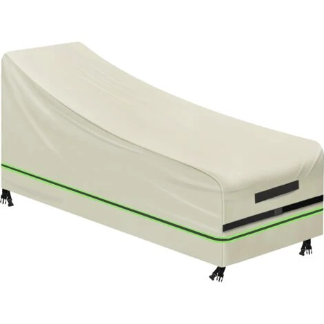 Patio Chaise Lounge Copertura Reclinabile Impermeabile Con Strisce Di Nastro Riflettente Beige 5 Patio Chaise Lounge Copertura Reclinabile Impermeabile Con Strisce Di Nastro Riflettente Beige - immagine 5