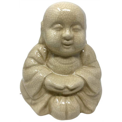 Statua Buddha Soprammobile Decorazione Casa Statuetta Portafortuna In Ceramica Beige 1 Statua Buddha Soprammobile Decorazione Casa Statuetta Portafortuna In Ceramica Beige